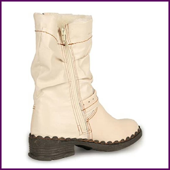 Women's Faux Leather Winter Boots with Faux Fur Lining Side Zipper - Picture 4 of 6